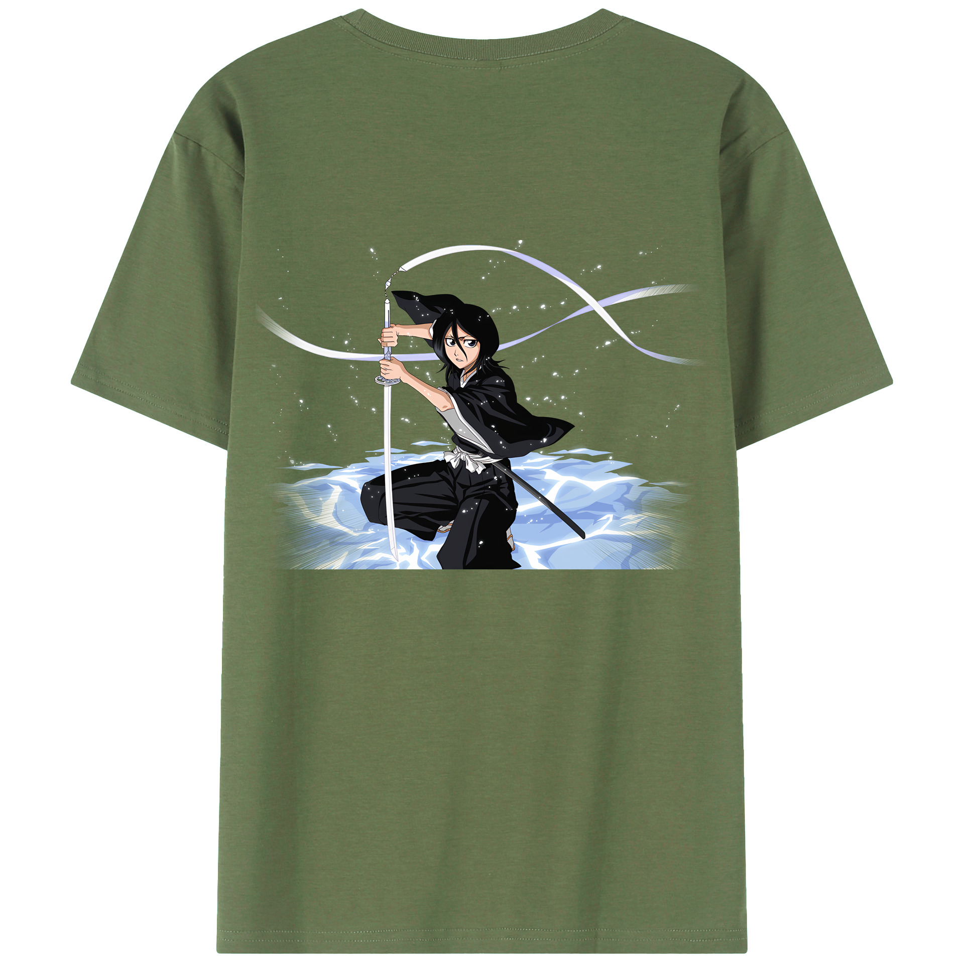 （画像用） ブリーチ 朽木ルキア BLEACH Kuchiki Rukia 綿100％ メンズ半袖Tシャツ（バックプリント） 通気性